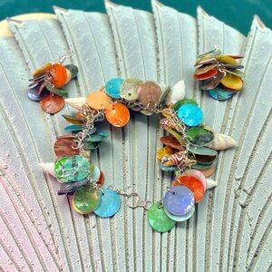 Colorful Shell Disc Bracelet and Earring Set